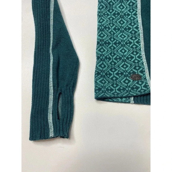Athleta Sidestep Half-Zip Pullover Sweater Women's Small Green Thumbholes Cotton - Picture 4 of 10